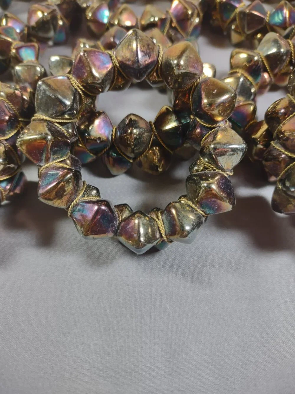 Vintage Rainbow Oil Slick Glass Bead Napkin Rings Set of 12